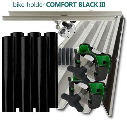 bike-holder COMFORT Black III Set inkl. Deckenschienen PRO & Bodenplatten Gr. M - für 2 Fahrräder