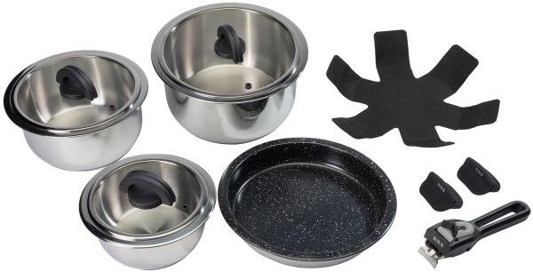 B/R/K Click-On Kochset, 10-teilig, silber