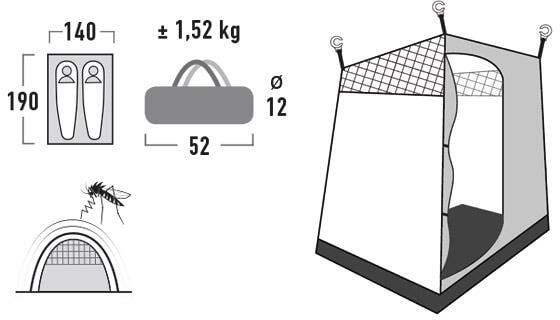 High Peak Riva Innenzelt, 190x140x200cm, weiß-grau