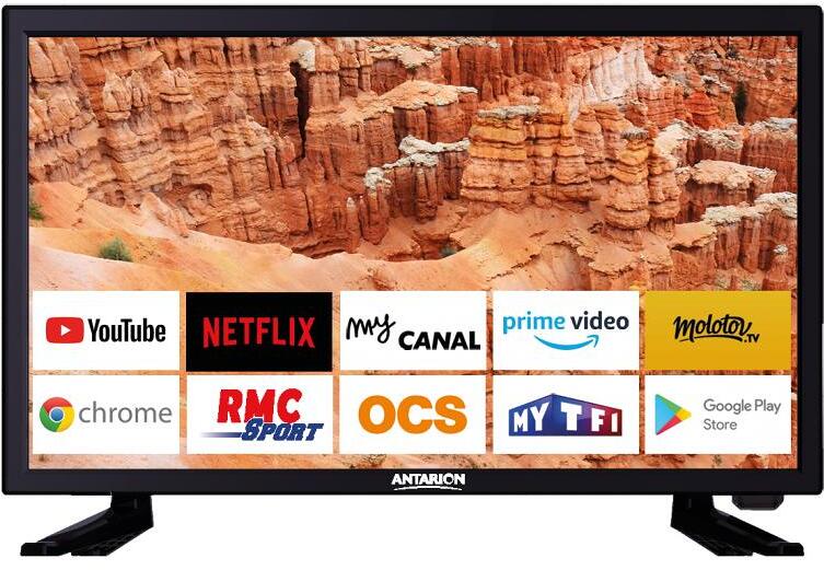 Antarion Smart-TV, 24" (61cm), 12/24/220V, schwarz