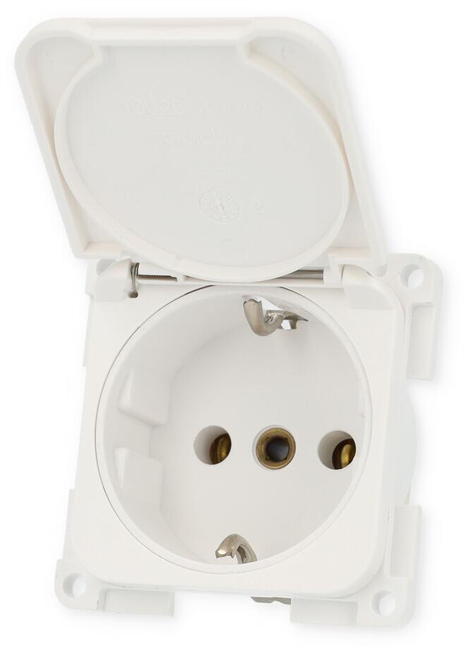 Inprojal System 10.000 Schuko Steckdose mit Klappdeckel, 230V, weiß
