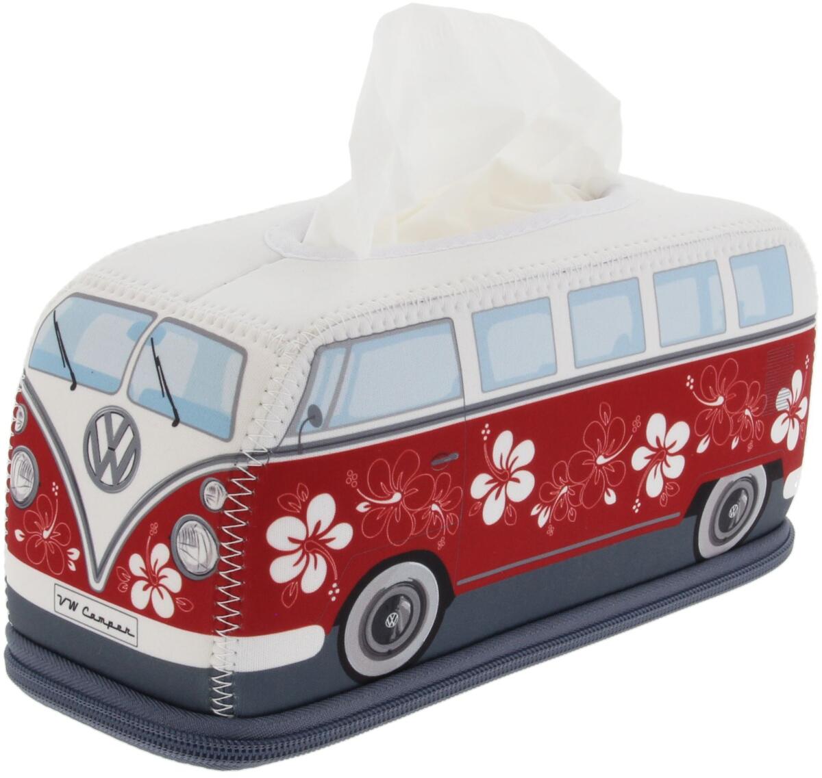 VW Collection VW T1 Bus 3D-Neopren-Kosmetiktuchspender, Rot/Hibiskus