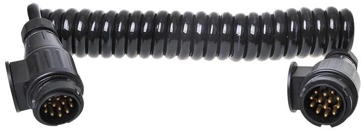 Pro Plus Spiral-Anhängerkabel, 3,5m, 8 Adern mit 2 Steckern 13-polig aus PVC