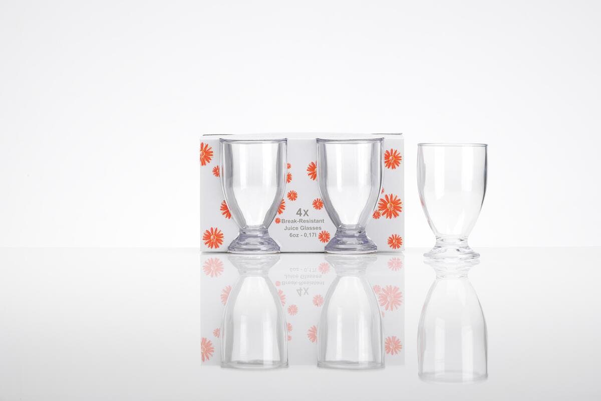 Flamefield Clear Saftglas-Set, Acryl, 4-teilig