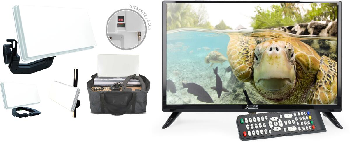 EasyFind Traveller Kit II TV Camping Set inkl. EasyFind Travel LED TV 24"
