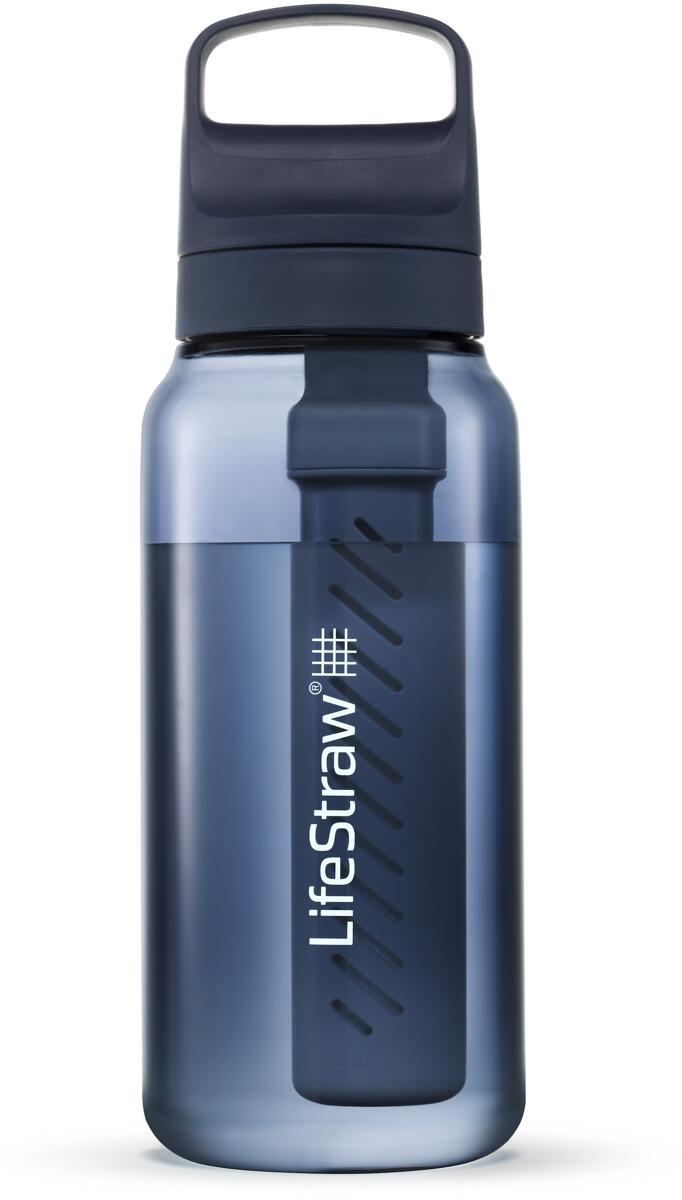 LifeStraw Go Wasserflasche aus recyceltem Kunststoff mit Filter, 1L, blau