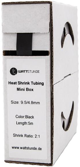WATTSTUNDE Schrumpfschlauch schwarz 9,5/4,8 mm | 2:1 | 5 m Länge