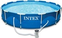 Intex Metal Frame Pool, rund, blau, 366x76cm, inkl. Filterpumpe 12V