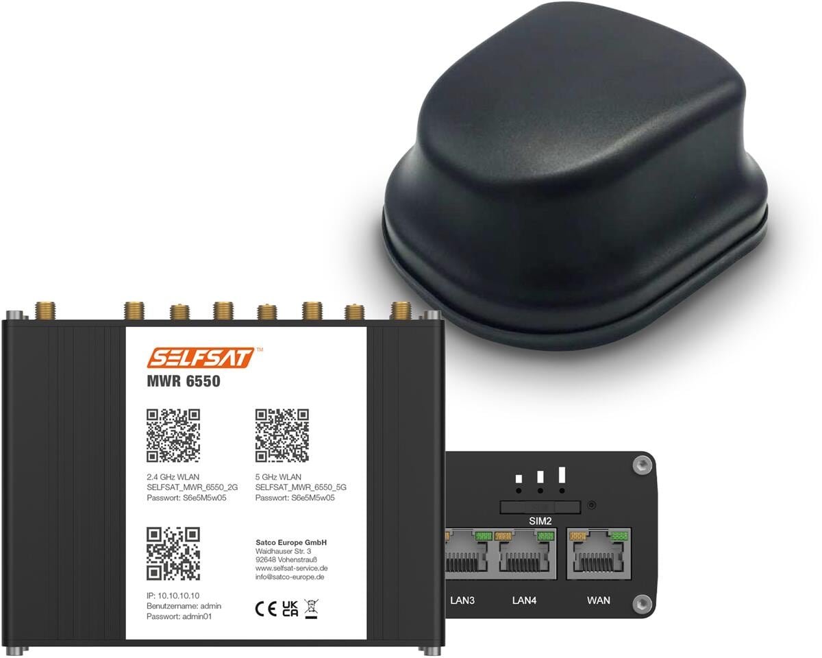 SELFSAT MWR 5550 (4G / LTE / 5G & WLAN-internetrouter tot 3,3 Gbps incl. 5G -dakantenne