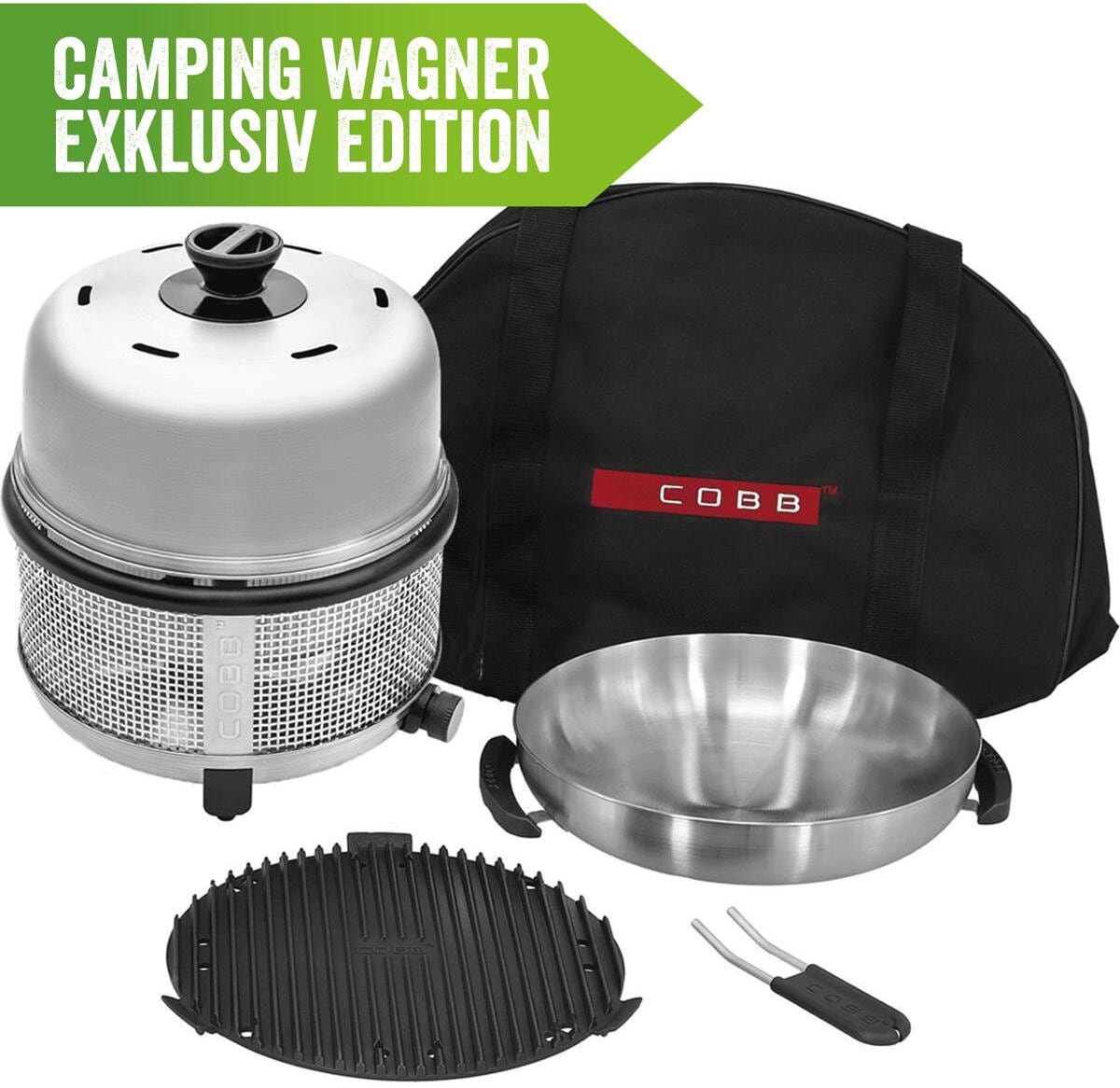 Cobb Premier+ Gas Deluxe Gasgrill (50mbar) inkl. Griddle/Wok/Tasche -  Camping Wagner Edition bei Camping Wagner Campingzubehör
