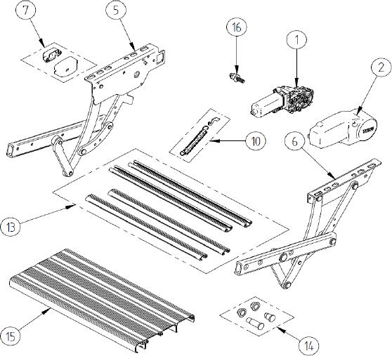 Schere rechts - Thule Ersatzteil Nr. 1500602268 - für Single Step V10 Short