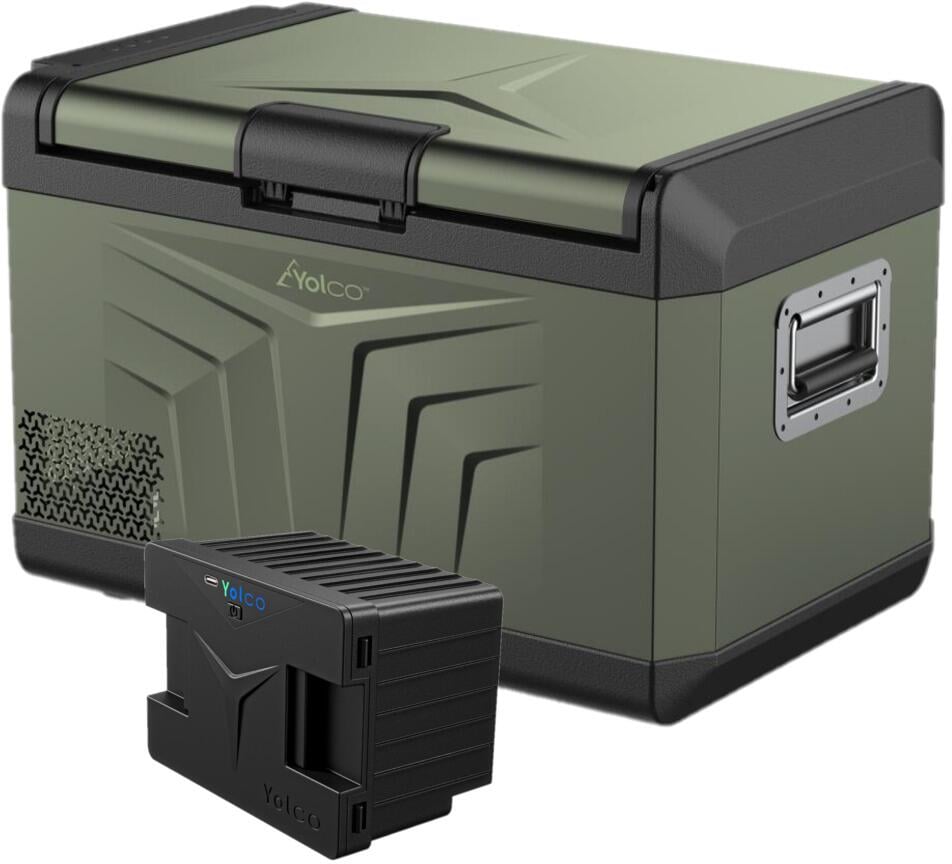 Yolco GCX47 Kompressor-Kühlbox inkl. SC4B modulare Batterie, 12/24/230V, 47L, grün - Aktionsset