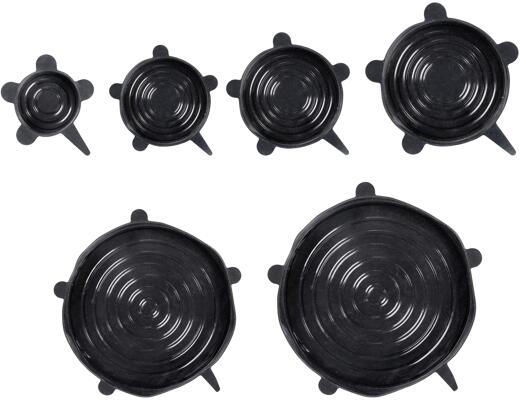 Wenko Loui Silikondeckel Set, dehnbar, 6-teilig, schwarz