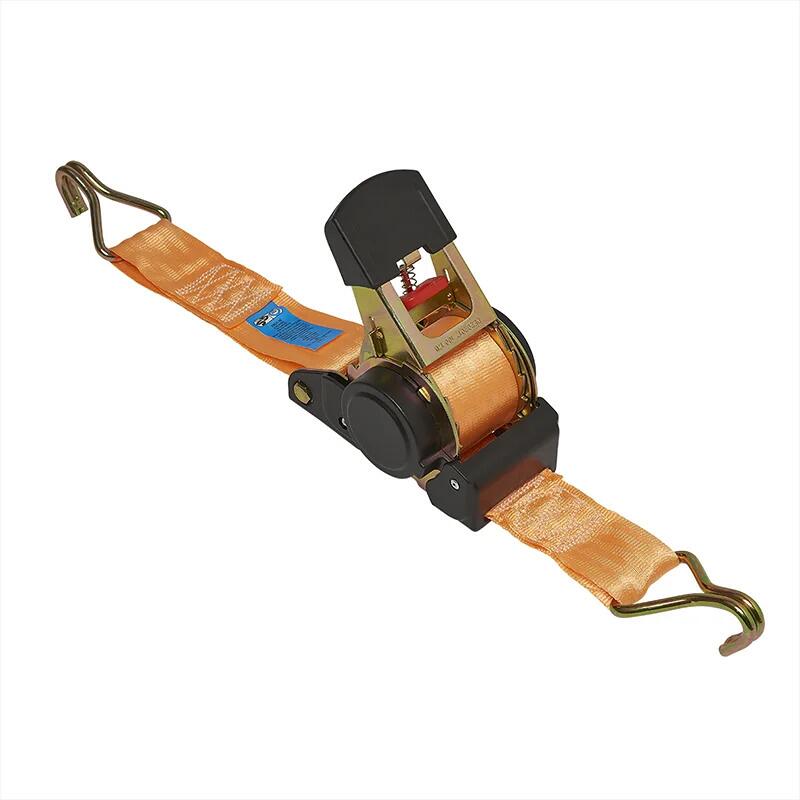 Pro Plus Spanngurt mit Ratsche + 2 Haken, 450cm, Selbstaufrollend