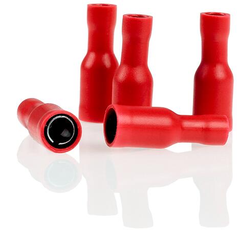 Alca Cable Connect Rundsteckhülsen vollisoliert, 4,0mm, 10er-Pack, rot