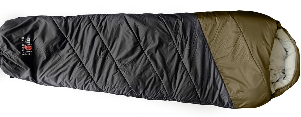 Origin Outdoors Frostfall Performance Mumienschlafsack, 220x85cm, oliv-grau