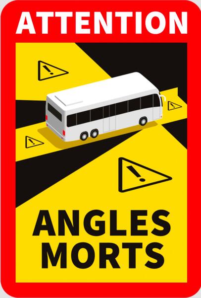 Menbaa Attention Angles Morts Warnschild, Bus, magnetisch