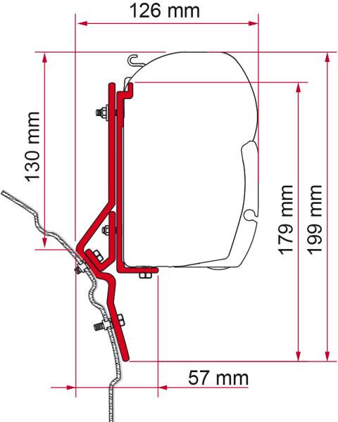 Fiamma F45 Adapter für VW T4 Liftroof, ab Bj. 1990-2003