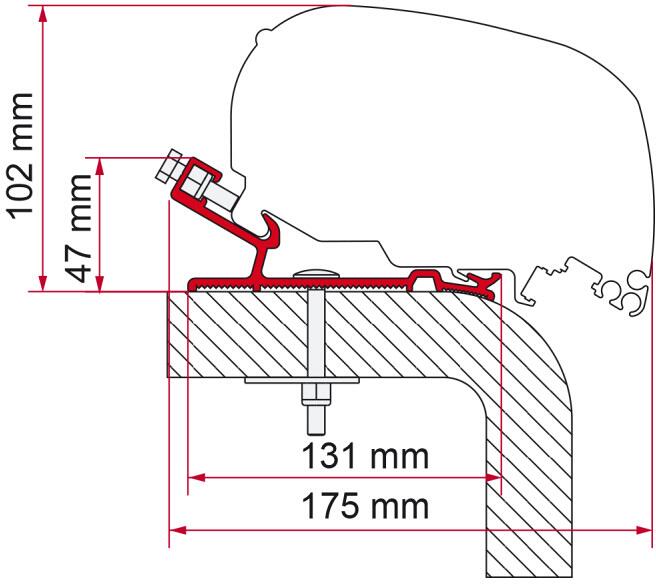 Fiamma F65/F80 Adapter für Hymer 550