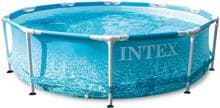 Intex Beachside Metal Frame Pool, rund, ozeanprint, 305x76cm