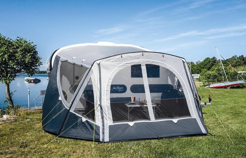 Reimo Adria Action Air aufblasbares Vorzelt für Adria Action 391, 440x235x290cm, grau/weiß