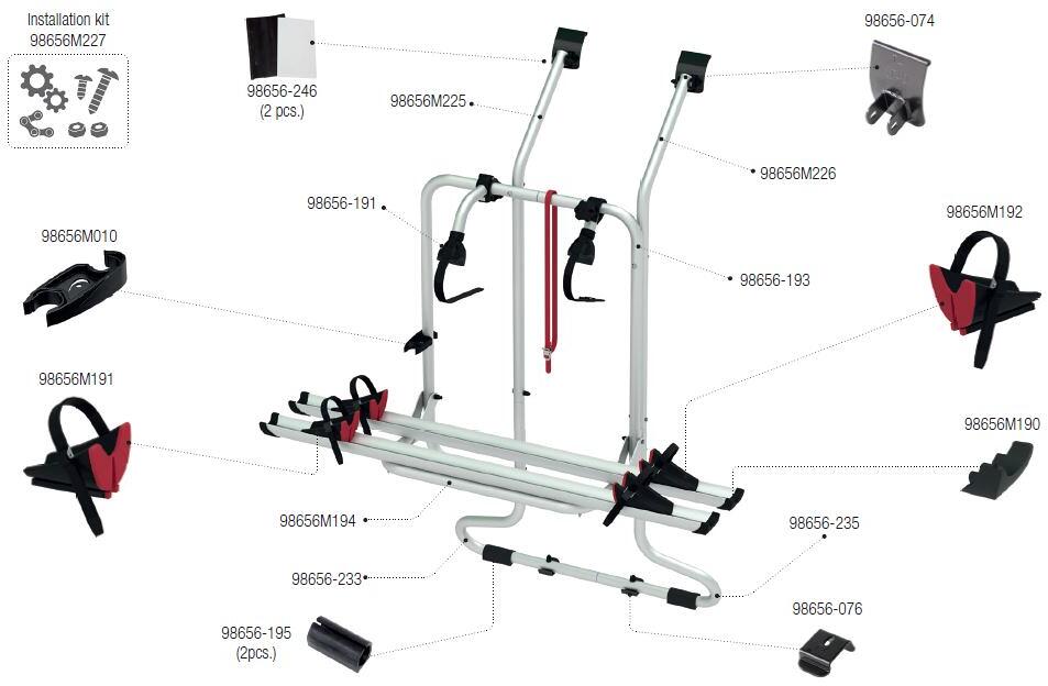 Untere Tragestruktur rechts - Fiamma Ersatzteil Nr. 98656-235 - für Carry-Bike VW T4D