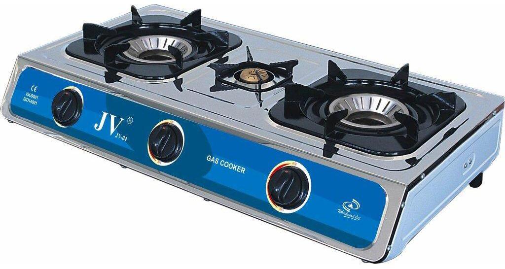 JV Gaskocher, Edelstahl, 3-flammig