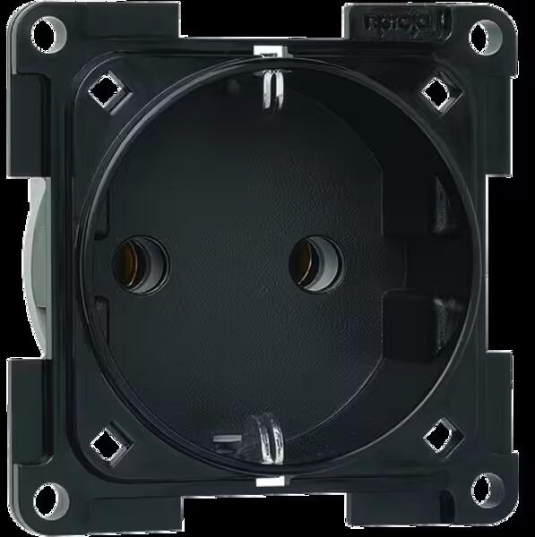 FAWO Schuko-Steckdose ohne Wechselrahmen, 250 V/10-16 A, 2-polig + E, Einbautiefe 31mm, schwarz