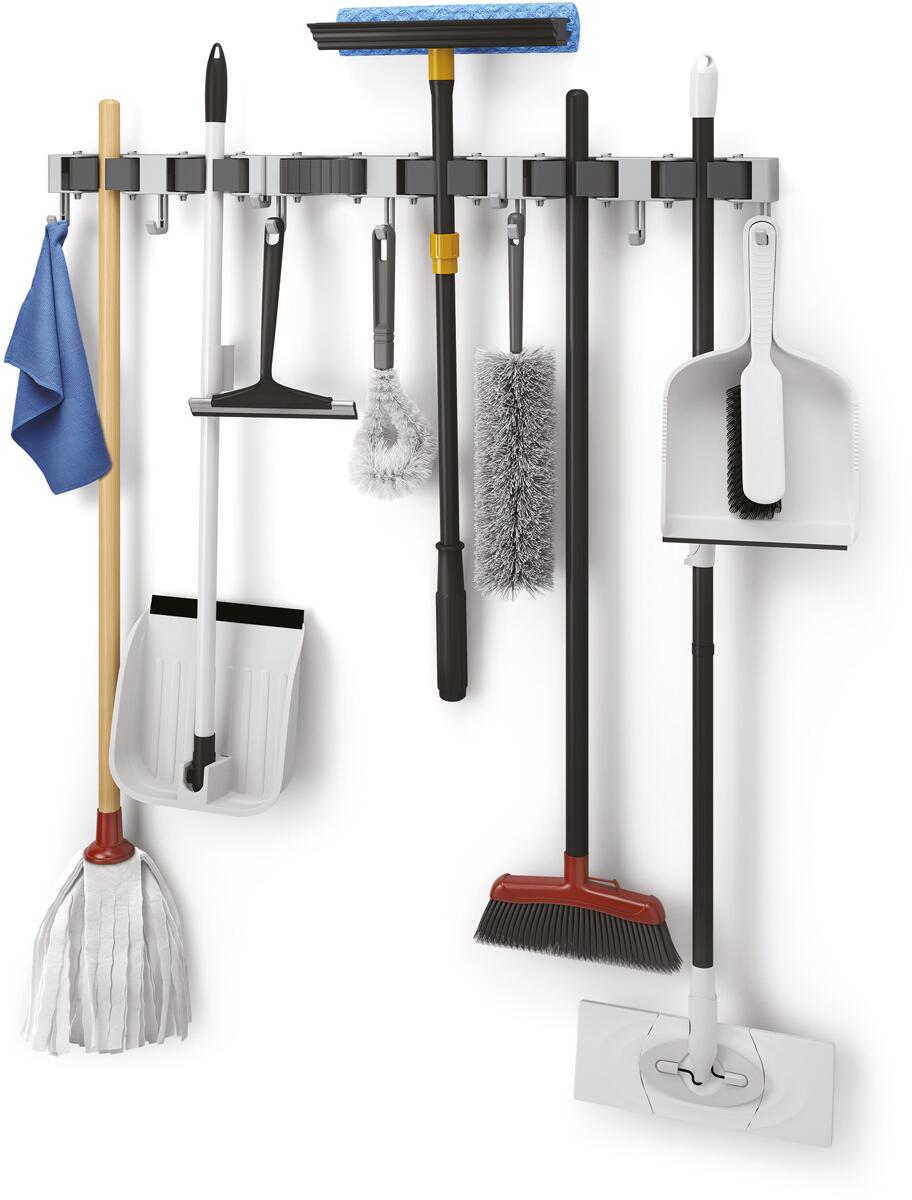 Metaltex Hang-up Klemmleiste für Besen, 3er-Pack, grau