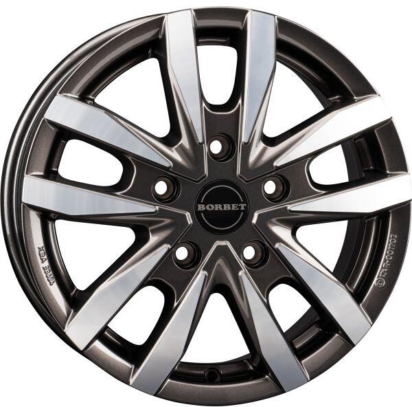 Borbet CW5 Alufelge, 6x16", 5x118mm, ET 68mm, für Fiat Ducato, mistral anthracite polished glossy