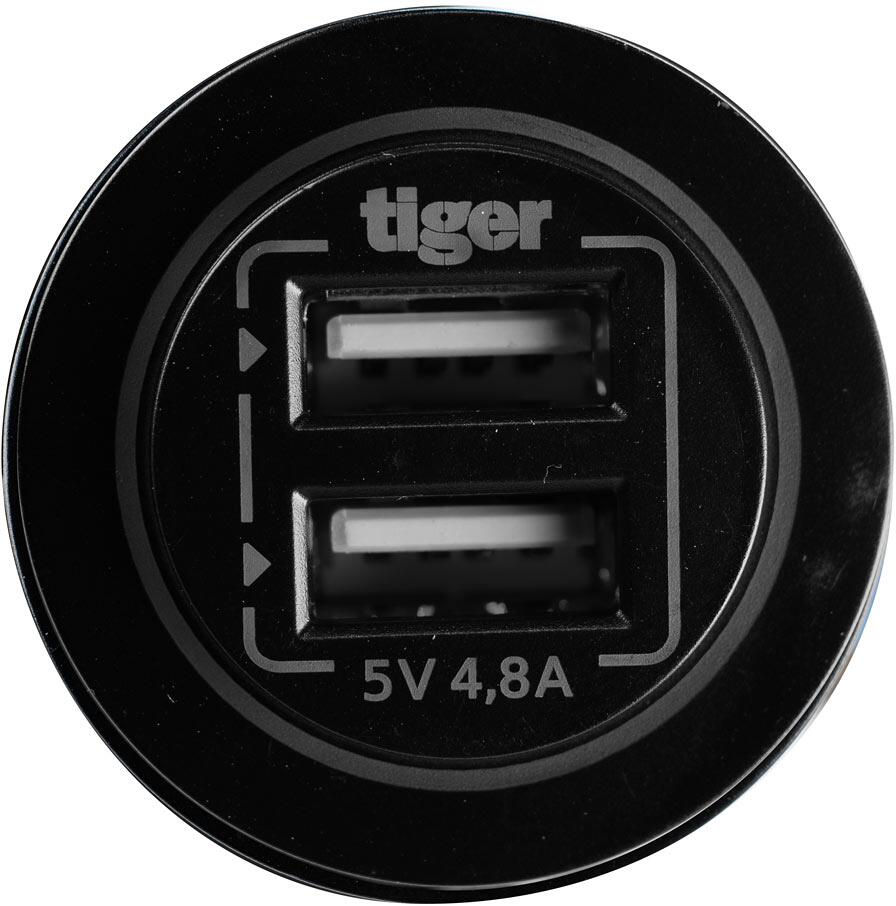 tigerexped USB-A Steckdose, zweifach, 2x2,4A, 12V/24V, ohne LED