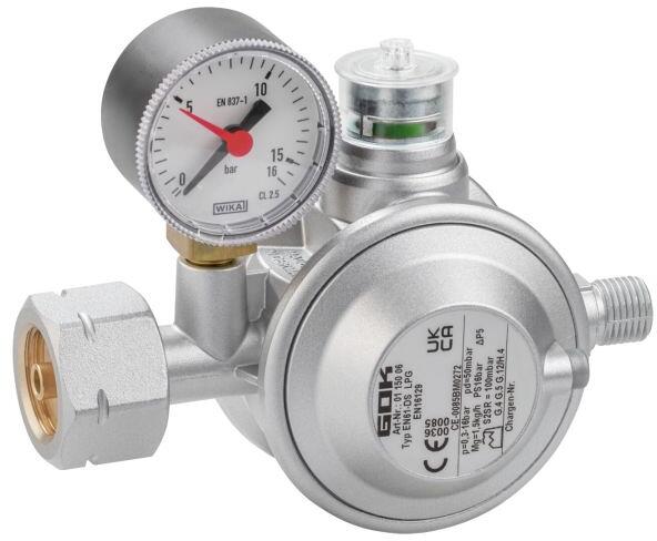 GOK Gasregler EN61-DS (Komb.A x G1/4LH-KN UEDS Man.), 1,5kg/h, 50mbar