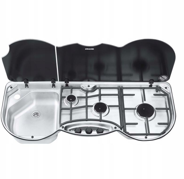 Thetford Serie 353 Kocher-Spülen-Kombination, 3-flammig, links