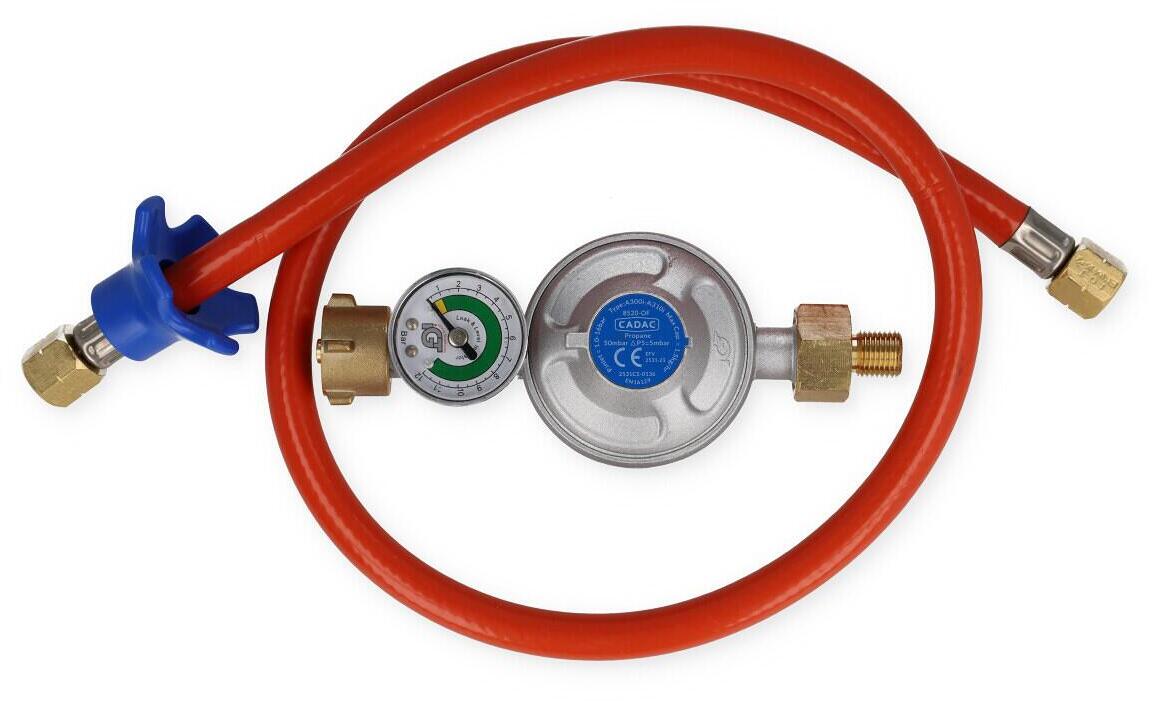 CADAC Gas-Anschluss-Set (Gasdruckregler mit Manometer + Schlauch), 50mbar