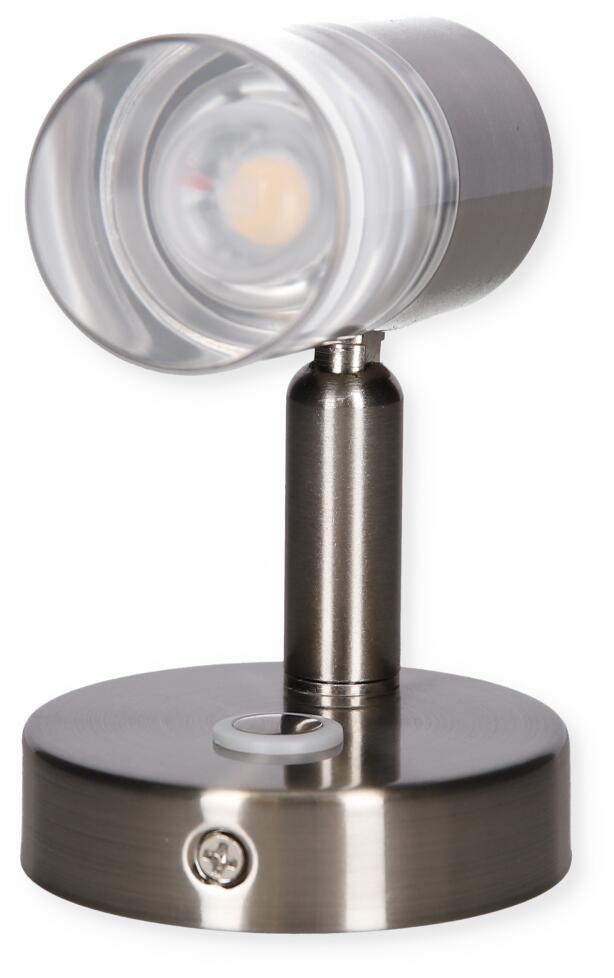 Carbest LED Spot mit Touch-Schalter, Glasschirm, 12V, Nickel gebürstet