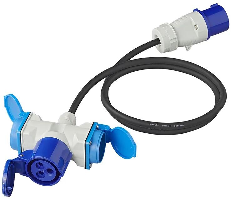 Pro Plus Adapterkabel CEE-Stecker nach 2xSchuko und 1xCEE, 150cm