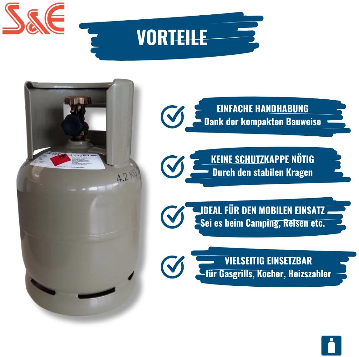 Gasflasche 2,5kg, Stahl, leer bei Camping Wagner Campingzubehr
