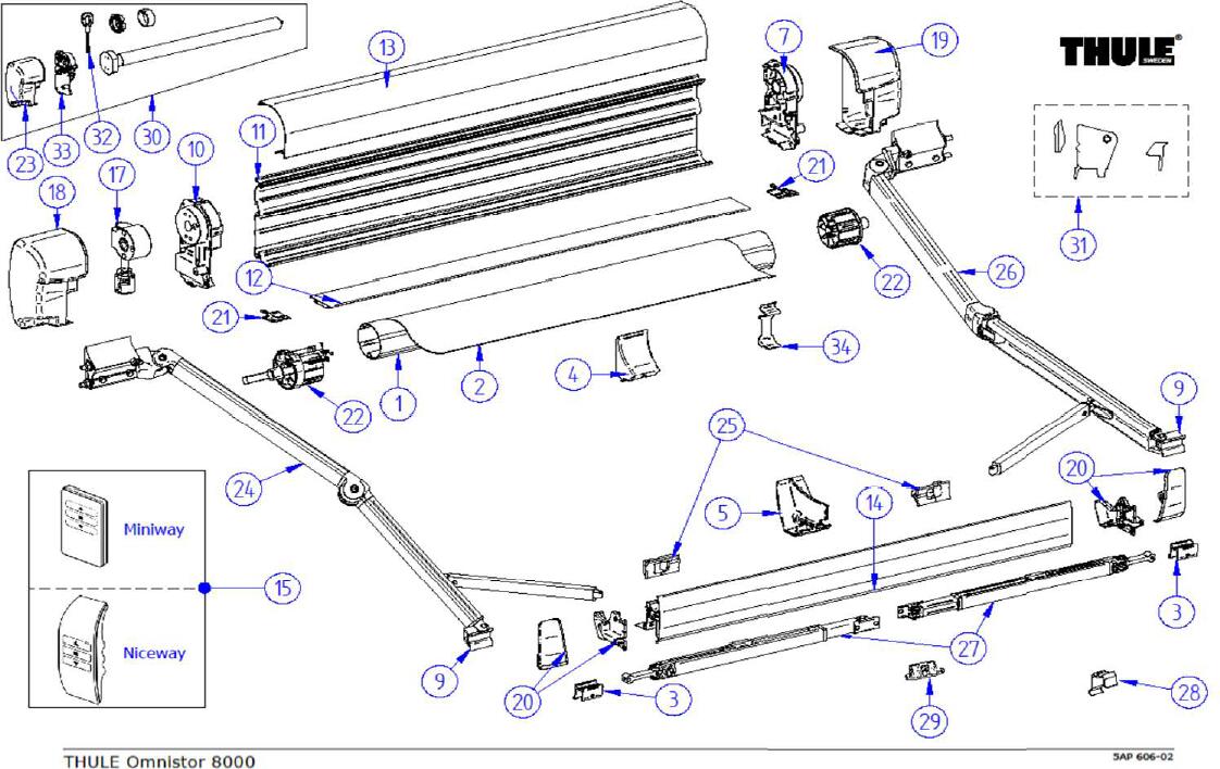 Adapter Set - Thule Ersatzteil Nr. 1500603402 - für Typ 8000/5200 