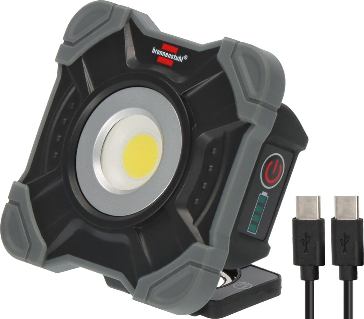 Lampada Da Lavoro LED Ricaricabile Brennenstuhl SH 1000 MAC – 1000 Lumen, IP54, 4 Livelli Di Luce, Batteria 3,7 V/2,2 Ah, Cavo USB-C Incluso, Con Magnete E Moschettone, Per Interni E Campeggio