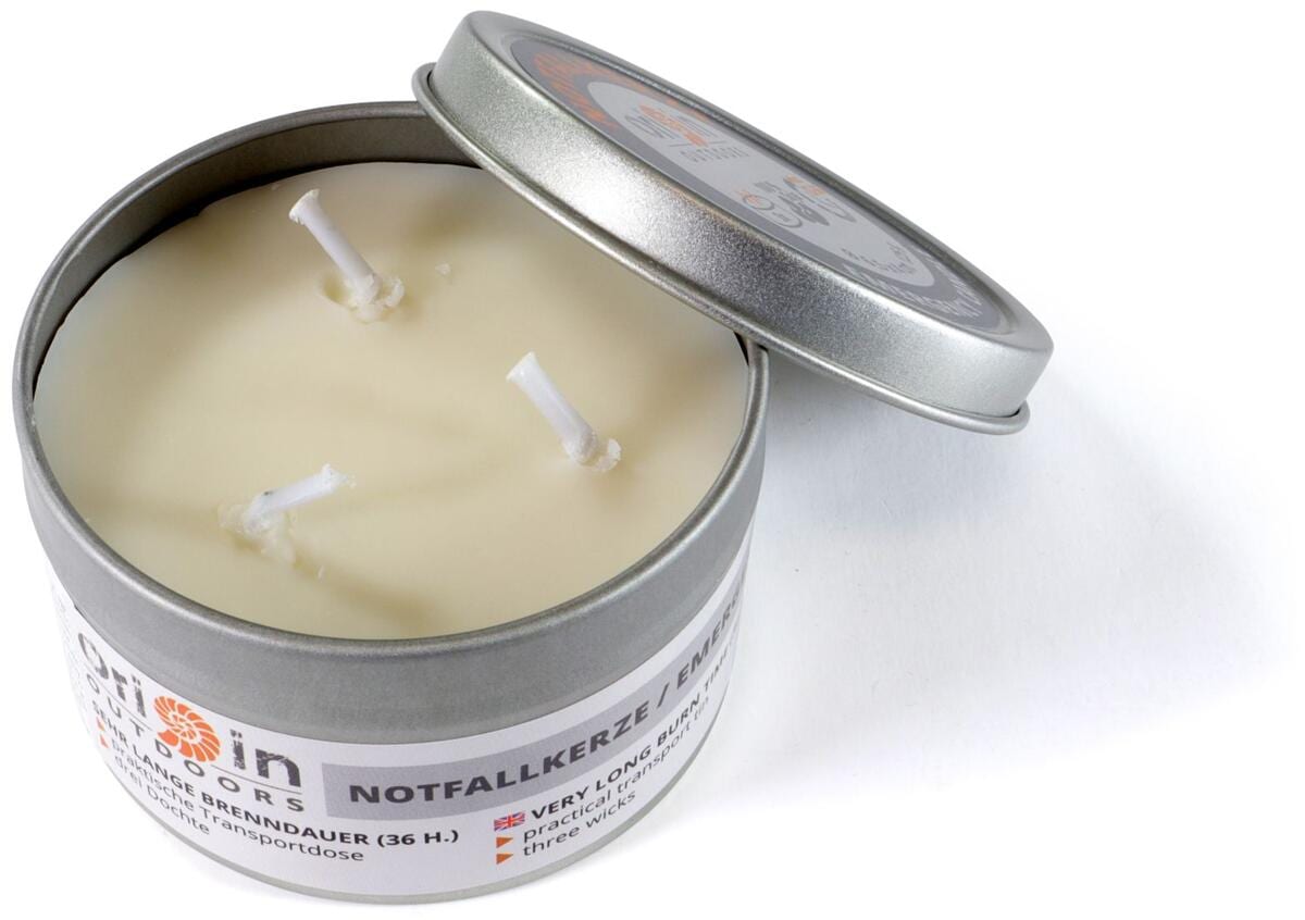 Origin Outdoors Notfallkerze, drei Dochte, Sojawachs