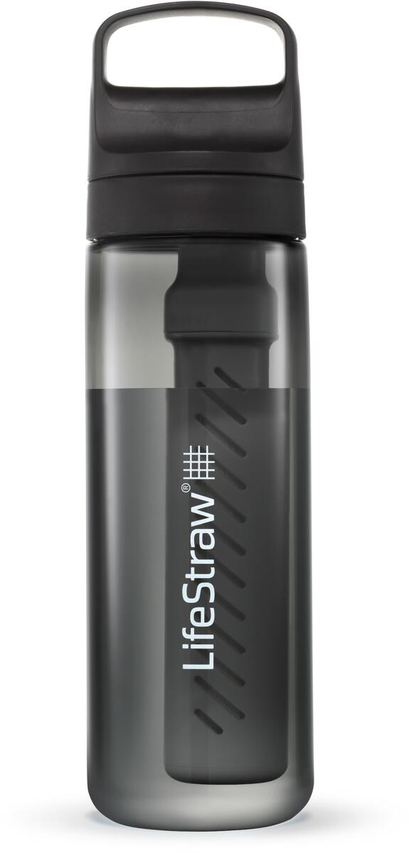 LifeStraw Go Wasserflasche aus recyceltem Kunststoff mit Filter, 0,65L, schwarz
