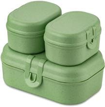 Koziol Pascal Ready mini Lunchbox-Set, 3-teilig, nature leaf grün