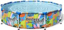 Bestway Steel Pro Frame Pool, rund, bunt Zebra, 305x66cm
