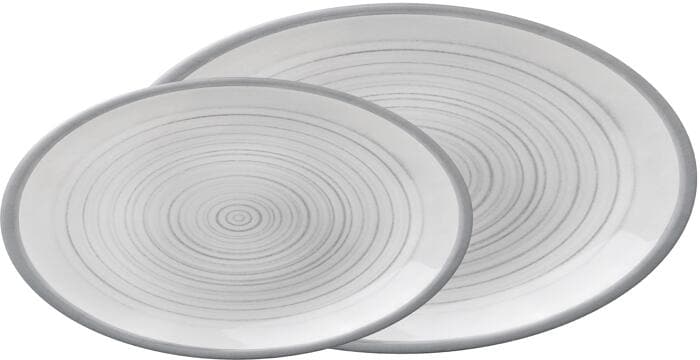 Brunner Serving plate Bellagio Servier-/Aufschnittplattenset, Stonetouch-Melamin, stapelbar, 2-teilig, weiß/grau