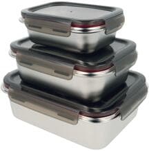 Metaltex 3 Frischhaltedosen Inox PP-Deckel 650, 1300 und 2250ml