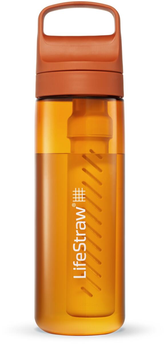 LifeStraw Go Wasserflasche aus recyceltem Kunststoff mit Filter, 0,65L, orange