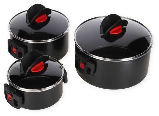 Ballarini Click & Cook Topf-Set mit Glasdeckel, 6-teilig, schwarz