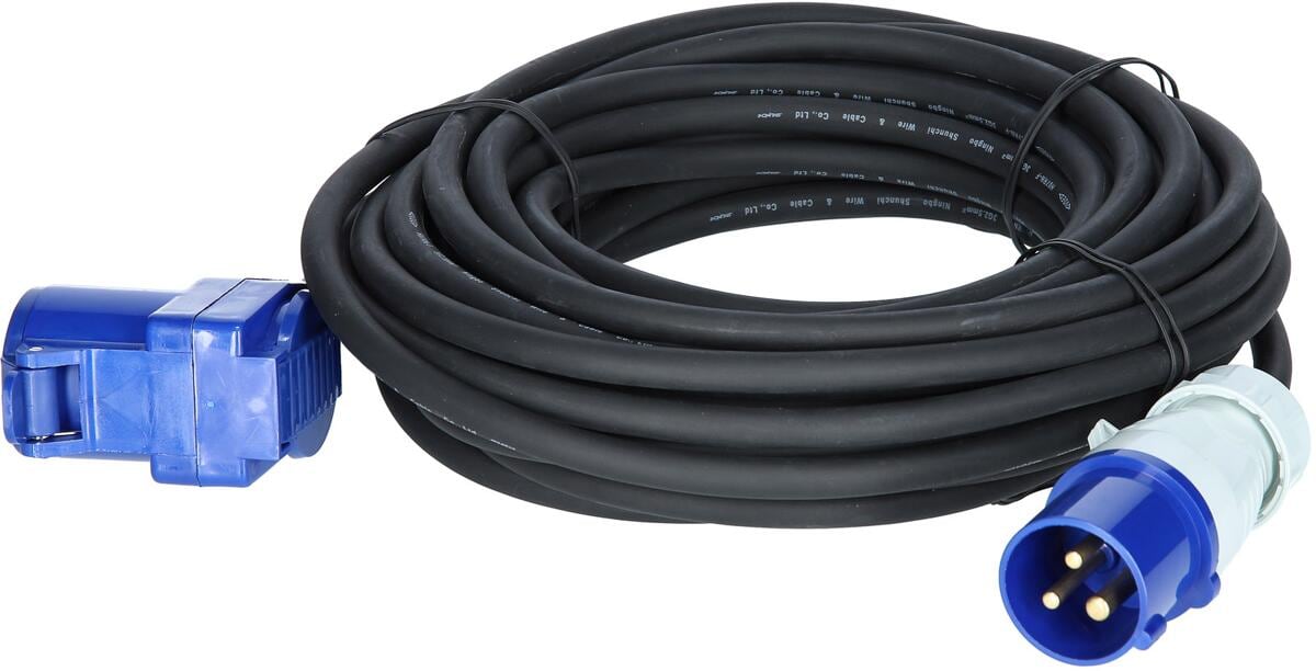 Carbest CEE Anschlusskabel mit CEE Stecker und CEE Winkelkupplung, 15m, 2,5 mm²
