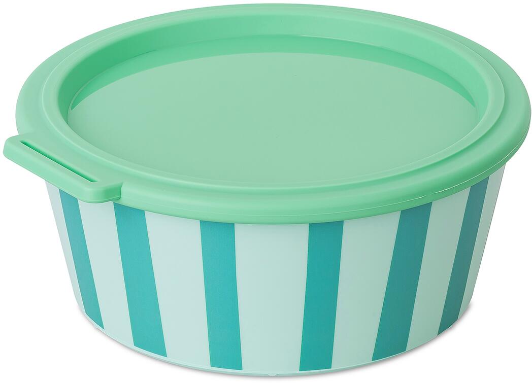 Koziol Nora Box Schale mit Deckel, 1,3l, stripes sweet blue/strong fresh green