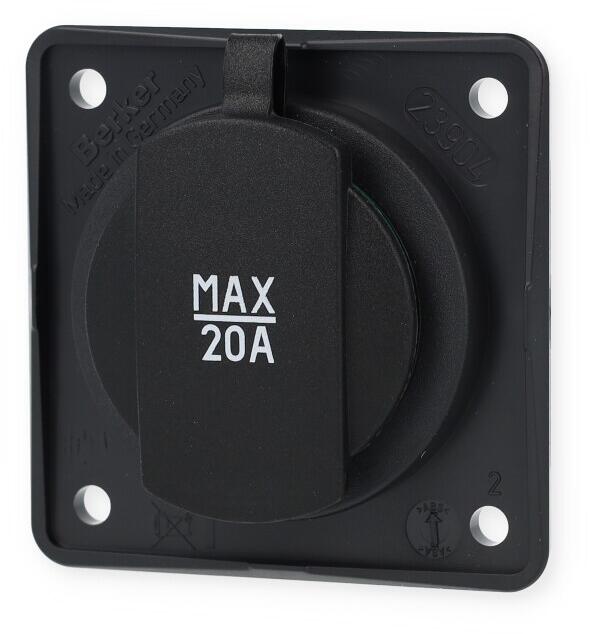 Berker Integro Flow/Pure Steckdose, 12V, anthrazit, mit Deckel